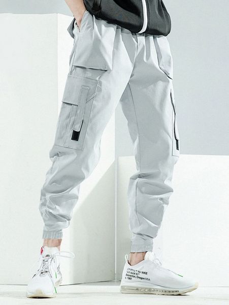 

men flap pocket side cargo pants p6kx#, Black