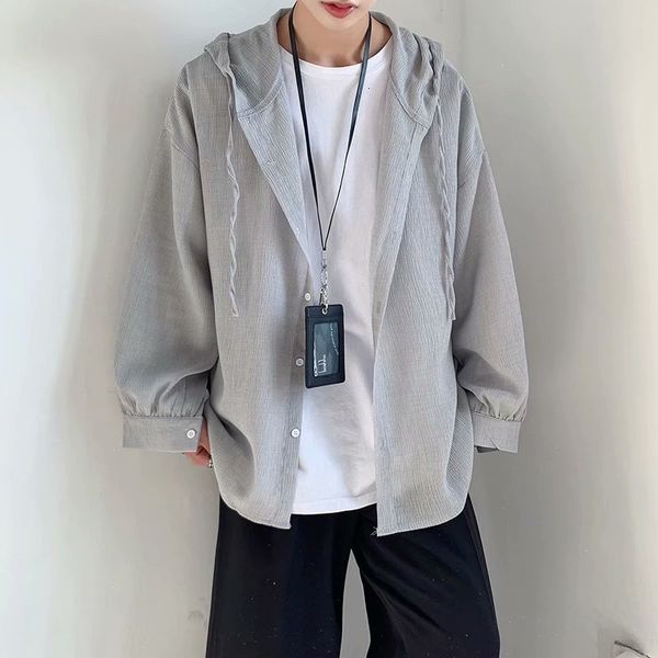 

autumn thin anti wear men's trend yuansufeng versatile cool loose long sleeve hooded jacket, Black;brown