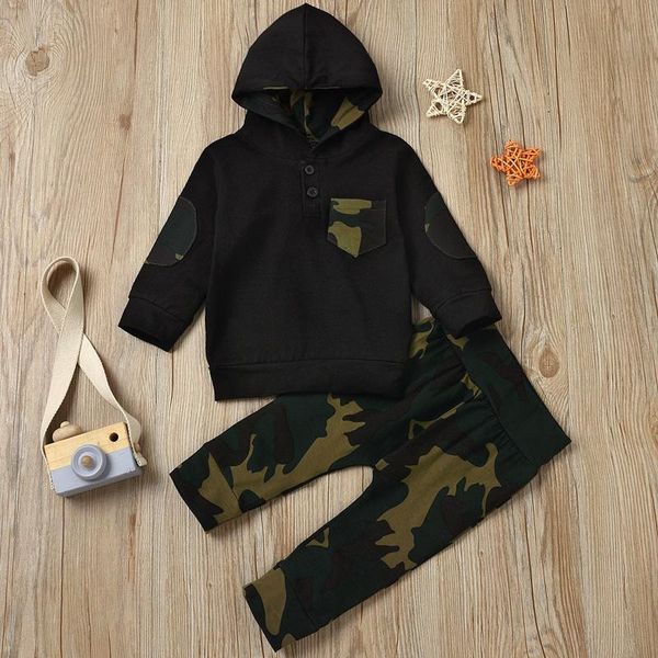 

clothing sets toddler coat set kid baby boys 2021 autumn winter hooded camouflage print button pants outfits for children, White