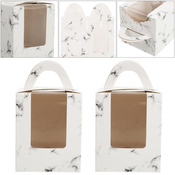 

gift wrap 20 pcs potable cupcake boxes with handle egg tart pudding packing