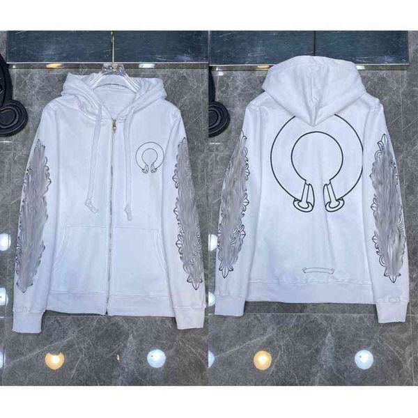 

ch classic brand quality hoodie fashion zipper autumn winter luxury sweatshirts designer men sweater horseshoe phantom cross print hooded wo, Black