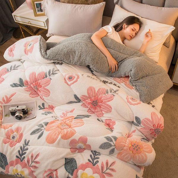 

comforters & sets luxury winter quilt velvet single/double warm soft thick bed plush bedding household children's suit