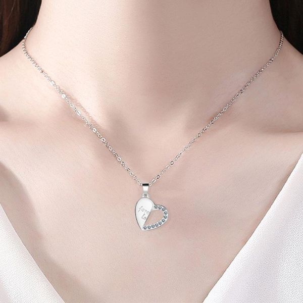 

chains x7ya 2x love stitching couple necklace male and female students girlfriend clavicle chain valentine's day commemorative gift, Silver