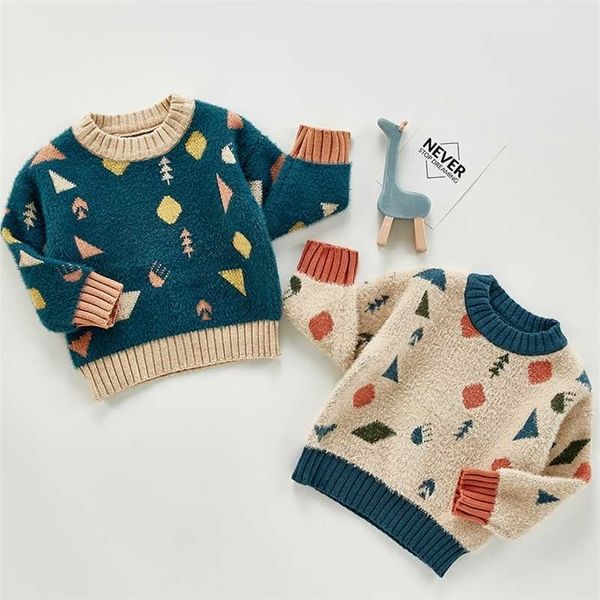 

autumn baby girls boys knitted sweater toddler boy casual cartoon warm cotton sweaters coat kids pullovers 211204, Blue