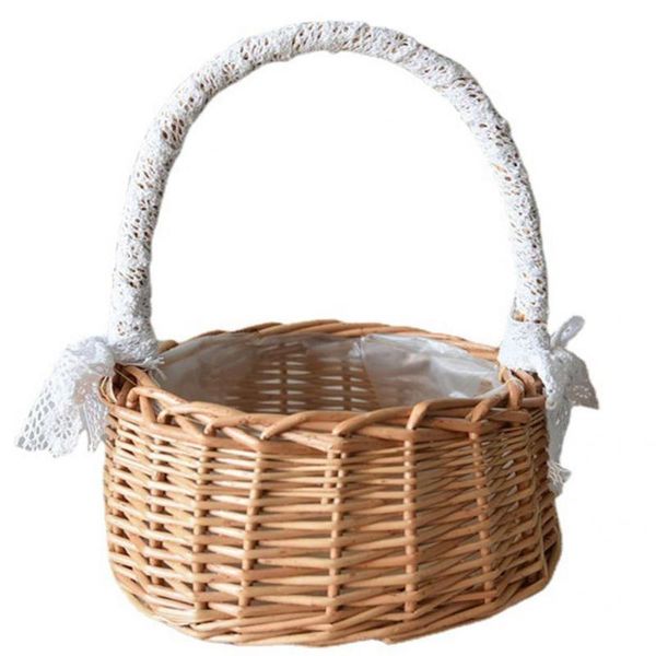 

storage baskets useful weaving basket easy to use flower lace design exquisite ornamental with handle