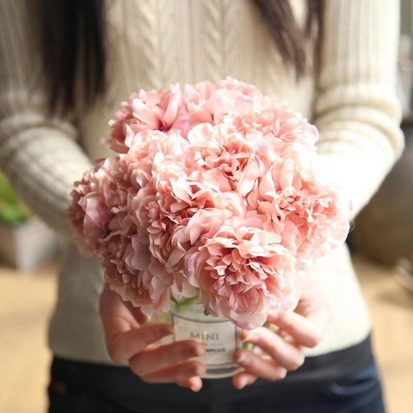 

decorative flowers & wreaths artificial peony bouquet for wedding decoration 5 heads peonies fake home decor silk hydrangeas flower