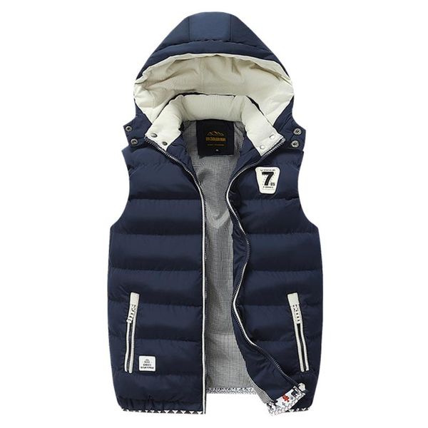 

men's vests autumn and winter tank jacket sports sleeveless outerwear warm detachable hooded leisure fishing clothing, Black;white