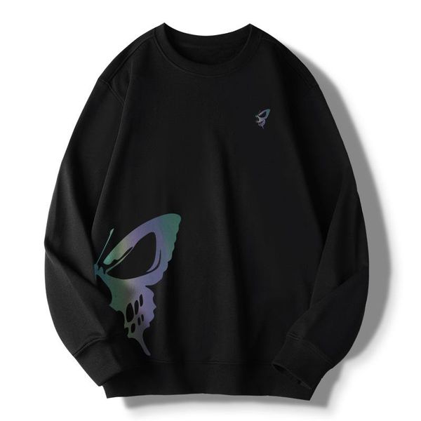 

men's hoodies & sweatshirts rainbow butterfly men reflective cotton streetwear o neck homme clothes casual pullover sweatshirt wholesal, Black