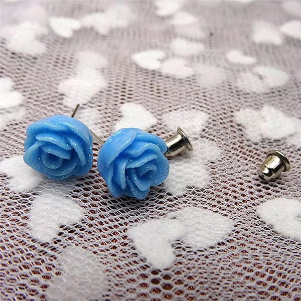 

stud 12 pairs/set mystic rose earrings mixed color flower wholesale, Golden;silver