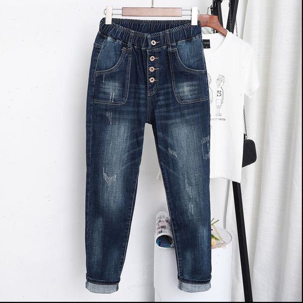 

5xl high waist jeans women vintage plus size jeans femme harem pants loose boyfriend denim jeans streetwear trousers z31, Blue