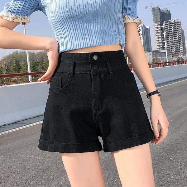 

women's jeans 2021 summer high waist loose slim denim shorts women, Blue