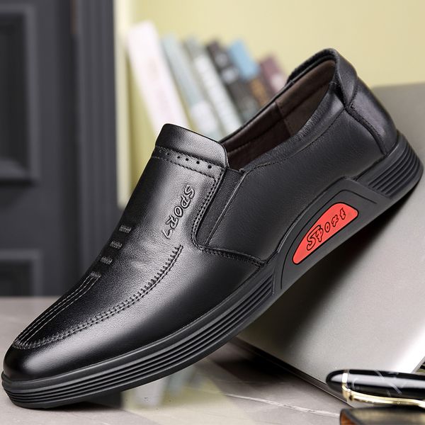 

Genuine Leather Men Loafers Daily Work Office Comfortable Mens Flats Basic Slip-on Salesman Moccasins Spring Autumn Shoe