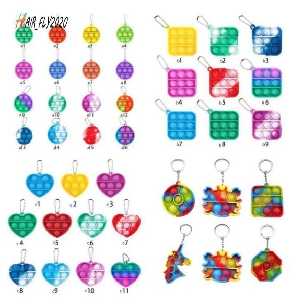 

pendants fidget simple dimple keychain buckle push bubble toys key chain anti stress decompression bubble board key ring finger toy hj03