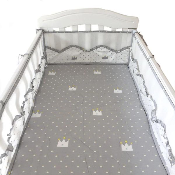

wave design summer crib bumpers baby bed safe bumpers one-piece newborns cot protect pad crowns stars pattern baby bedding