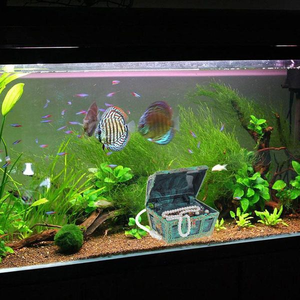 

decorations treasure chest shaped aquarium air action ornament fish tank aquascaping decor