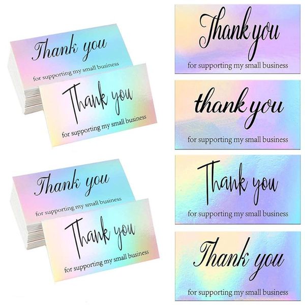 

greeting cards 50pcs thank you for business packaging reflective laser color appreciate postcard gift packing favor