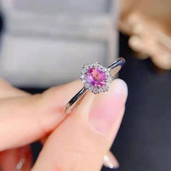 

cluster rings fashion natural papalacha pink sapphire s925 sterling silver gem ring fine wedding jewelry for women meibapjfs, Golden;silver