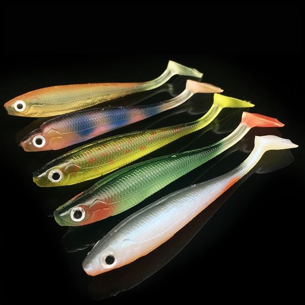 

t-tail fish 9cm / 5g with grooves on the back pvc soft simulation lura bait