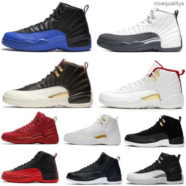 

12s cny playoff reverse taxi dark grey basketball shoes 12 fiba ovo bred gym red men women french blue sports sneaker