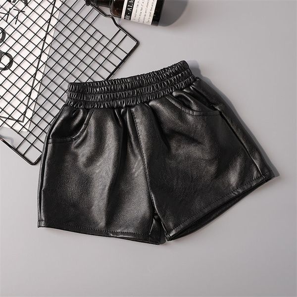 Baby Girls Faux Leather Shorts Primavera Miúdos Casual Sólido Pu Couro Calça Calça Adolescente Menina Fina Bottom 210303