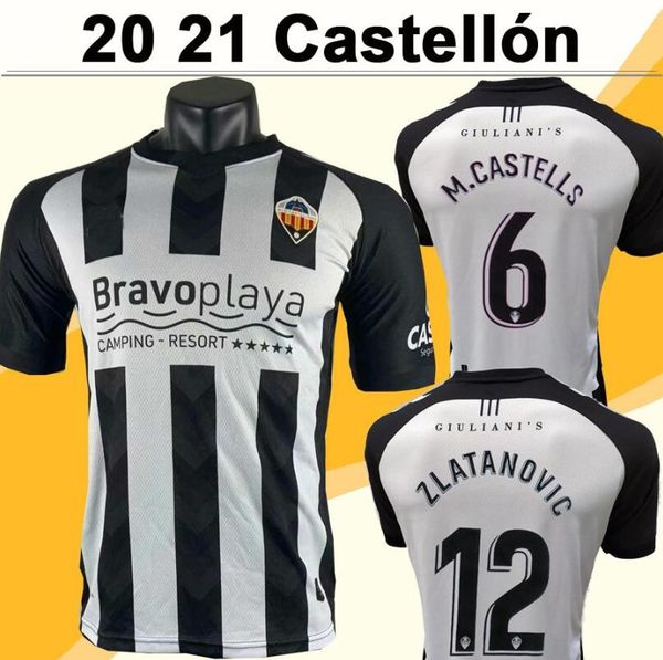 

2021 cd castellon mens soccer jerseys m. castells cubillas rubén d. zlatanovic home white black football shirt calcio futebol, Black;yellow