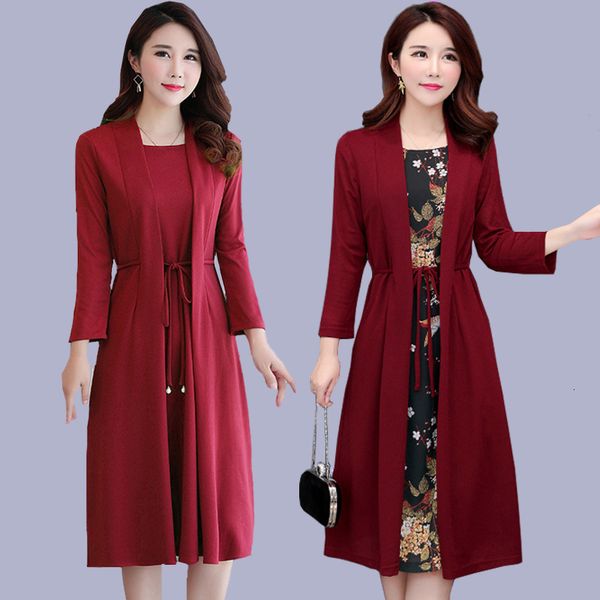 

women size spring two garments in fashion plus middle female fine medium length lower dress b1gi, Black;gray