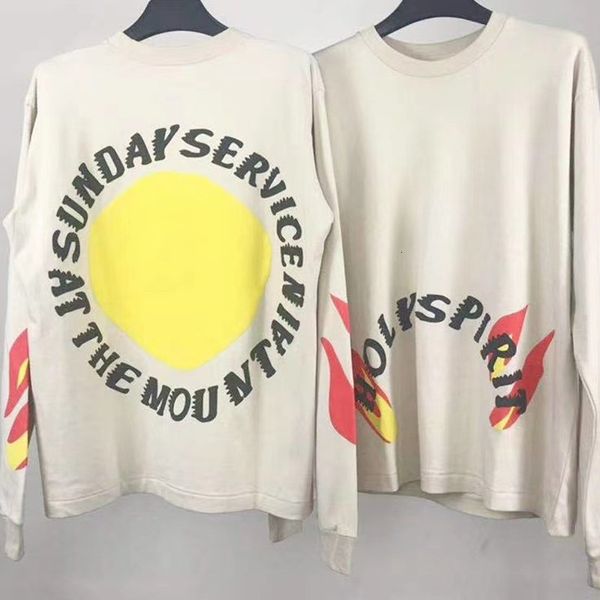 

2021 new oversize kanye west cpfm t-shirt men women 1:1 3d foam printing sunday service holy spirit long sleeve t shirt tee v2ca, White