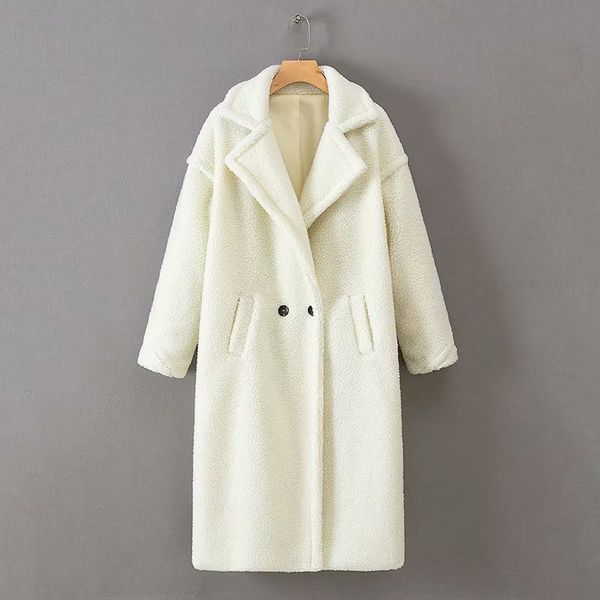 

winter coat women jackets female teddy coats faux fur casual loose solid oversize long jacket vintage plus size outwear ll174 ek0s, Black