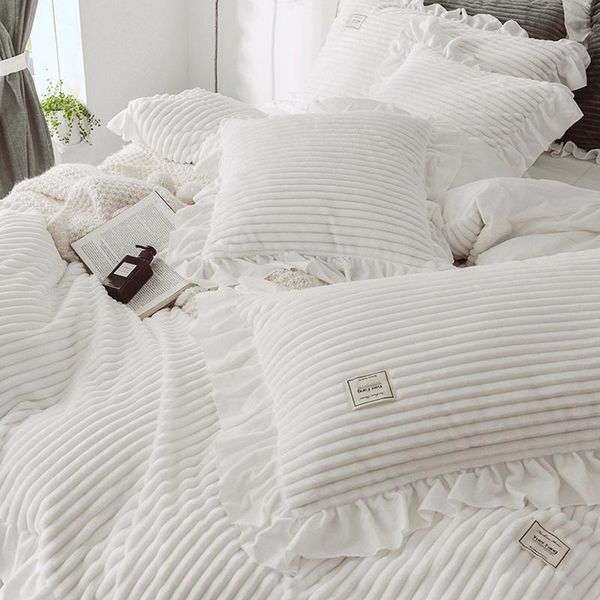 

pillow case coral velvet ruffle crystal a pair of winter warm single zipper bed