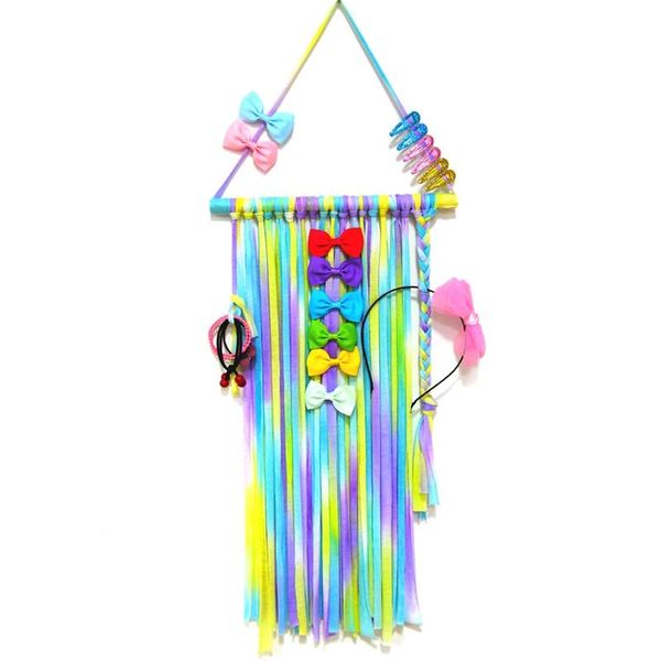 

hair accessories women girls rainbow color ribbons hairbow hairclips holder hairpins hairband barrettes organizer headwear, Slivery;white