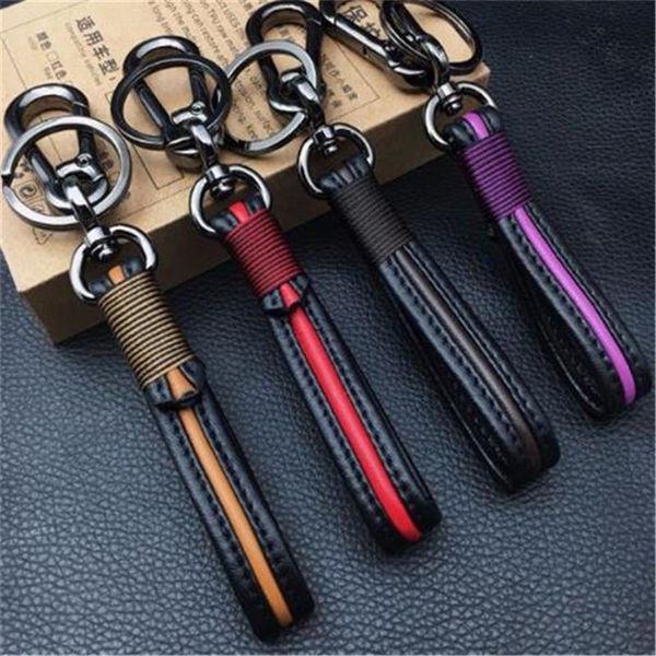 

keychains pu leather car keychain universal waist hanging keyrings anti-lost pendant auto interior decoration, Silver