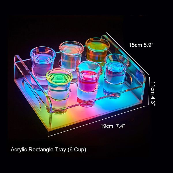 Barzubehör, LED-leuchtender, wiederaufladbarer Cocktailbecherhalter, beleuchteter Acryl-Ausstellungsständer für 12 Gläser, VIP-Schnapsglas-Servicetablett, Disco-Nachtclub-Dekorationen