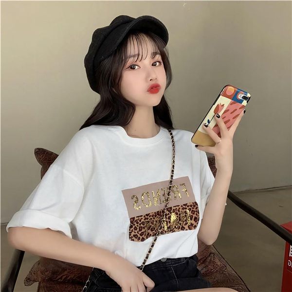 

women's t-shirt 2021 real s loose hong kong style vintage japanese summer short-sleeved t girlfriends couple lovers plus size clo, White