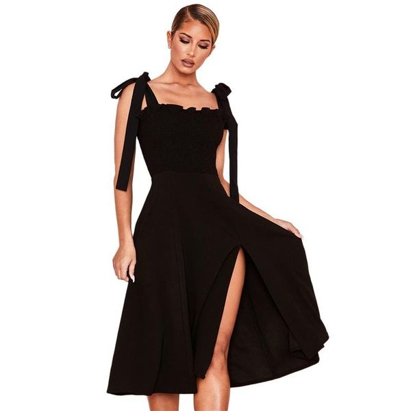 

casual dresses women wrap dress boho style solid beach lace up bowknot sleeveless side split summer seaside sundress vestidos, Black;gray