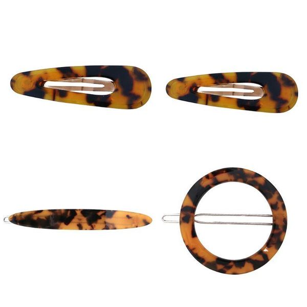 

hair clips & barrettes boho ethnic vintage leopard resin bb snap women triangle oval circle frog bobby pins side bangs drop, Golden;silver