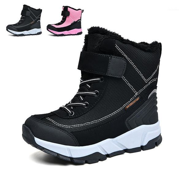 

boots kids boys girls plus velve thicken snow children winter warm outdoor sport shoes non-slip sneakers sd1311, Black;grey