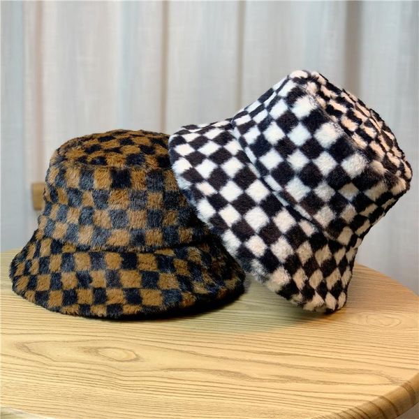 

wide brim hats 2021 brand black white plaid check bucket fishing caps women mens reversible fisherman hat, Blue;gray