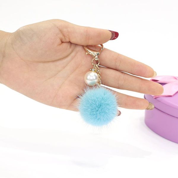

keychains keychain pearl charm women mini cute bag pendant phone jewelry-accessories real ball trinket, Silver