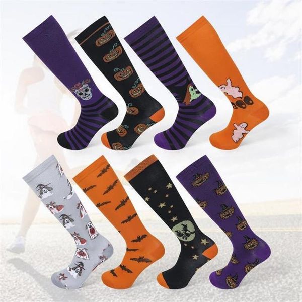 

men's socks halloween sports graphic adults printed knee-high compression for running cycling men's, Black