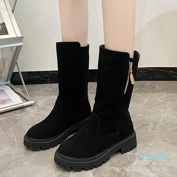 

boots size 34-43 winter warm fur ladies zipper platform shoes casual party comfortable, Black