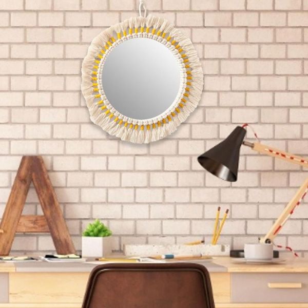 

mirrors boho wall hanging mirror art with fringe round makeup decorative supplies