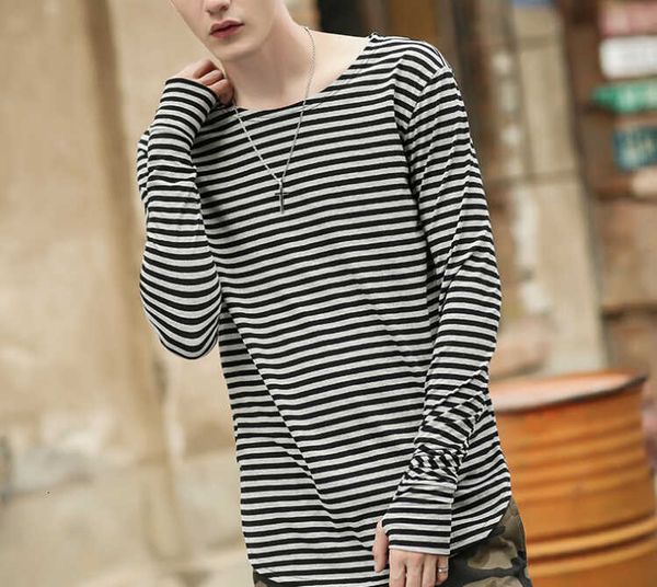 

new spring men tshirts stripes design bottoming long sleeved autumn fall casual cotton tees male clothing, White;black