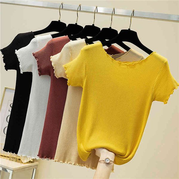 

women's t-shirt knitted shirt, women's clothing, korean style, , summer 6e6a, White