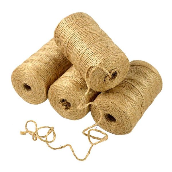 

100m natural burlap hessian jute twine cord rope string gift packing strings christmas event & party supplies
