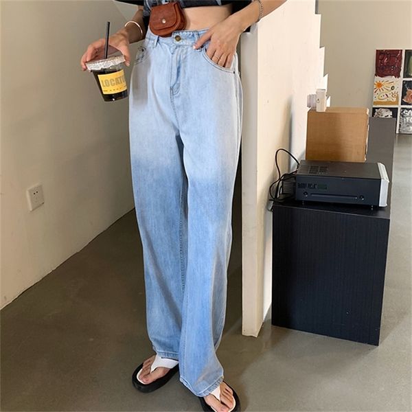

women's pants & capris gradient cowboy high waist summer femme all-match jeans new denim plus size straight loose casual trousers, Black;white