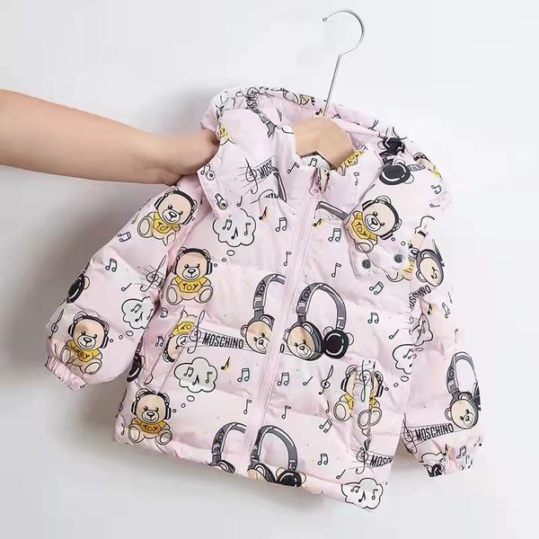 

kids down coat jacket baby winter outerwear warm greatcoat jackets hooded sportswear outdoor 90-140 designer clothes, Blue;gray