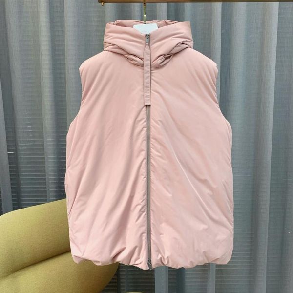 

women's vests 2021 style vest fashion 200g down filling amount three-color minimalist bread white hooded, Black;white