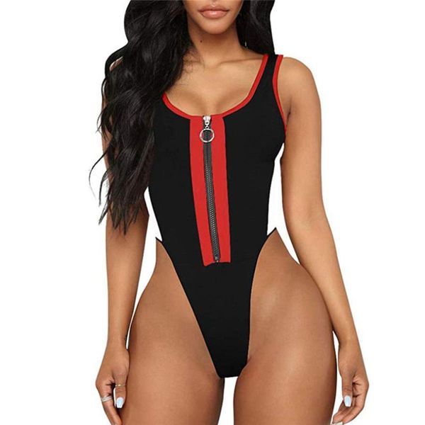 

women's jumpsuits & rompers ladies zipper o neck bodysuit party sleeveless leotard women bodycon jumpsuit playsuit feminino 40apr1, Black;white