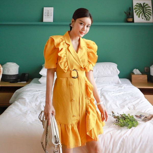 

mango, summer tucked in, double-breasted waistband, high-waisted frilly-waisted vintage dress, ta7989. 5rzd, Black;gray