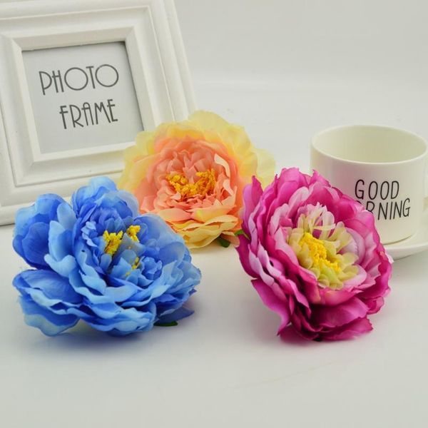 

2pcs 11cm silk peony fake flower head for wedding accessories home party decor diy wreath bride bouquet artificial qylmgk